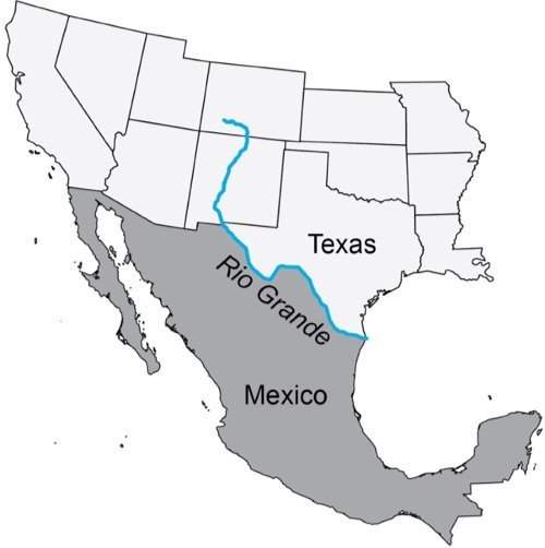 This image shows the rio grande, a river that separates texas and mexico. which type of bounda