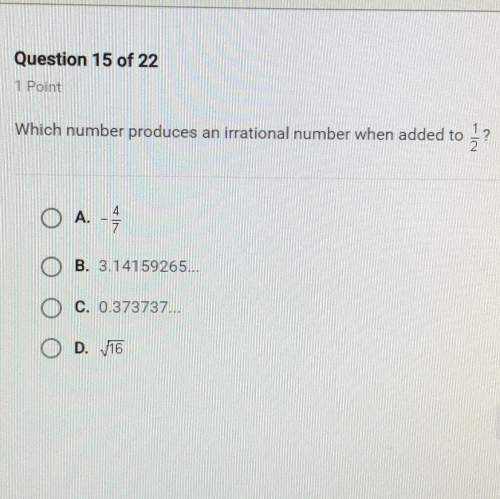Which number produces an irrational number when added to 1/2?