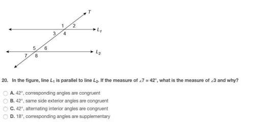 In the figure, line l1 is parallel to line l2. if the measure of ∠7 = 42°, what is the measure of ∠3