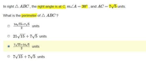 In right △abc , the right angle is at c, m∠a=30 degrees , and ac=7√5 units. what is the