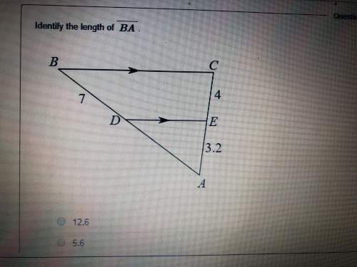 Identify the length of line ba.  a) 12.6 b) 5.6 c) 22.4 d) 8.8