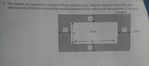 The shaded area represents a cement walkway around a pool. state the algebraic expression that repre