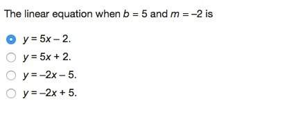 The linear equation when b = 5 and m = –2 is