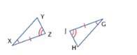 The triangles shown are congruent. which of the following statements must be true? a. yz = jg