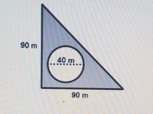 Find the approximate area of the shaded region below, consisting of a right triangle with a circle c