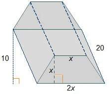 An oblique prism has trapezoidal bases. which expression represents the volu