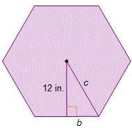 Aregular hexagon is shown. what is the measure of the radius, c, rounded to the nearest