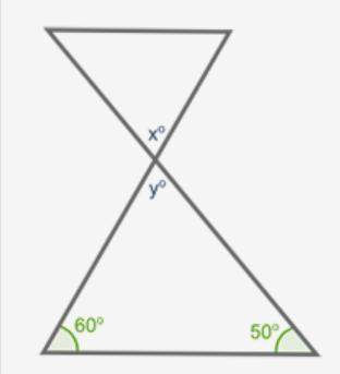 Find the measure of angle x in the figure below:  60° 50° 110° 70°