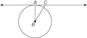 What is the measure of ∠abc ?  ac←→ is tangent to the circle with center at b. the measure of