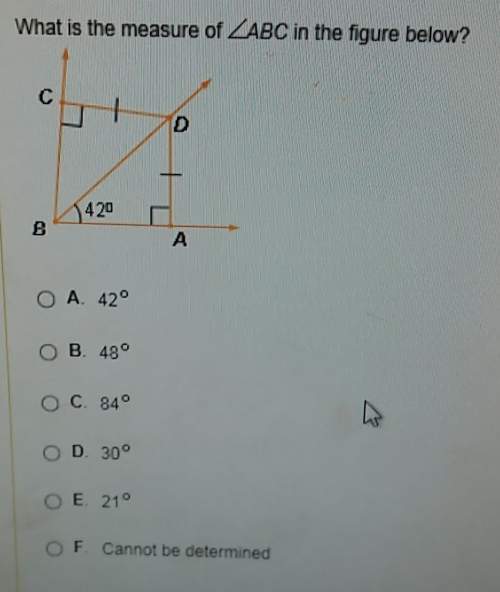 What is the measure of abc in the figure below? a. 42°b. 48°c. 84°d. 3