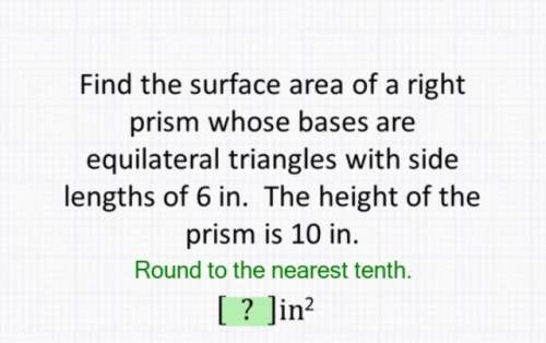 right prism with height of 10 and side length of 6. find the surface area! (picture of