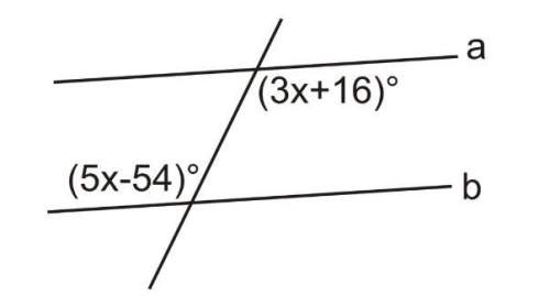 What is the value of x if line a is parallel to line b and is cut by a transversal?  x