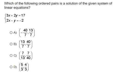 (first 5 questions. ) which of the following ordered pairs is a solution of the given system of line