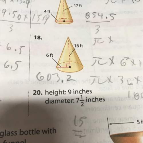 Find the volume of each cone me with number 20
