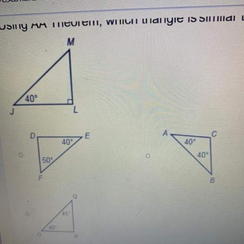 Using aa theorem , which triangle is similar to jml ?