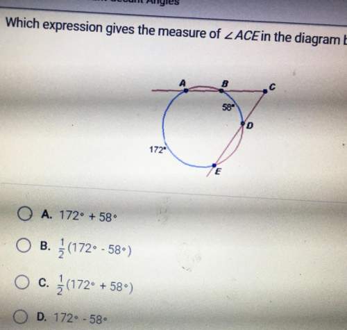 Which expression gives the measure of ace in the diagram below