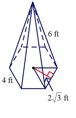 Find the surface area of the regular hexagonal pyramid. round your answer to the nearest hundredth.&lt;