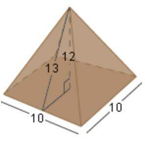 Find the volume of the pyramid below.a. 1200 units^3b. 1300 units^3