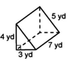 What is the surface area of the prism?  a. 82 yd.^2 b. 90 yd.^2 c. 96 yd.^2&lt;