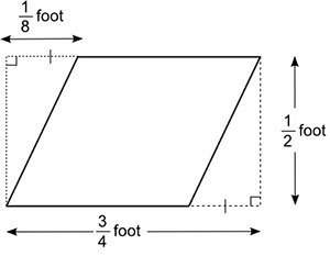 Me! the figure shows a parallelogram inside a rectangle outline: a. 1 over 32 square foot b. 5 ove