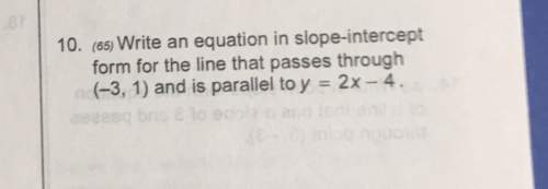 Write an equation in slope-intercept form for the line that passes through (-3,1) and is parallel to