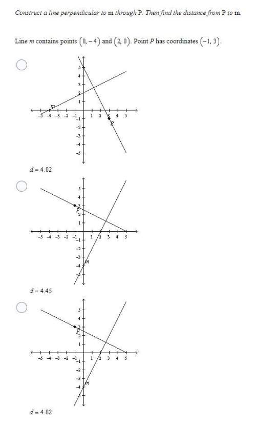 Brainliest !  construct a line perpendicular to m through p. then find the distance from p to