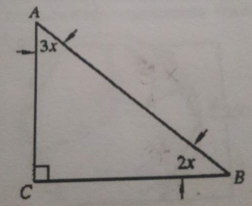 In triangle abc shown below, the sizes of the acute angles are given as ∠cab = 3x and ∠cba = 2x. sol