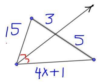 Need quick ? ! using the angle bisector theorem solve for x. show all work.
