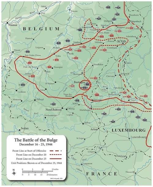 The map above showing the bulbous protrusion of german forces into allied lines in late-1944 gave it