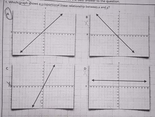 1. which graph shows a proportional linear relationship between x and y, explain. (i'm not sur