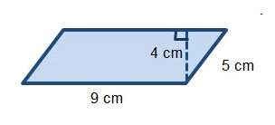 What is the area of the parallelogram?  18 cm2 28 cm2 36 cm2 45