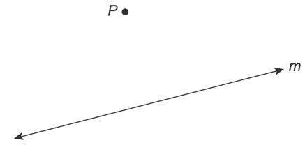 Construct a line that is perpendicular to line m and that passes through point p.