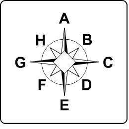 Look at the compass rose. the letter a represents north. what direction is the letter g?