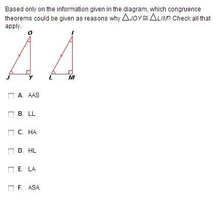 Ased only on the information given in the diagram, which congruence theorems could be given as reaso