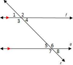Which angle is congruent to angle 1? (1 point) a. angle2 b. angle 5 c. angle 6