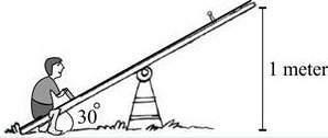 Jim is designing a seesaw for a children's park. the seesaw should make an angle of 30° with the gro
