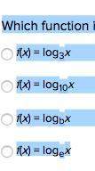Which function is equivalent to f(x) = lnx?  f(x) = log3x f(x) = log10x f(x)