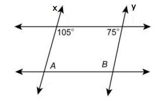 Given the diagram above . . 1. is m∠a = 105? explain. 2. is ∠b = 75? explain.