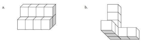 What is the volume of each solid figure made of 1-inch cubes? what is the correct unit of measure?