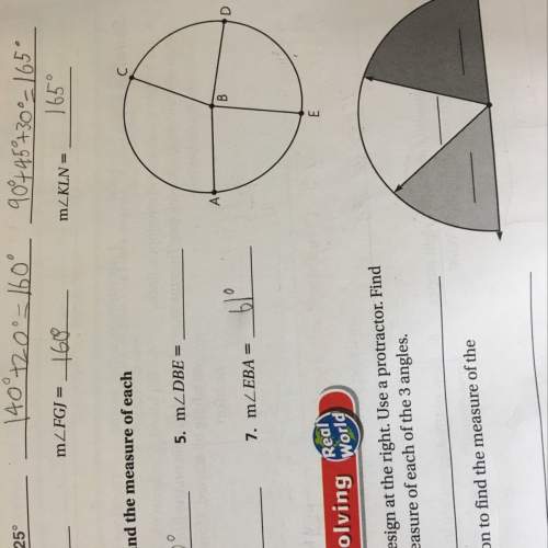 Use a protractor to find the measure of each angle in the circle