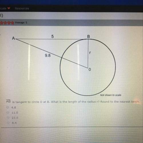 Ab is tangent to circle o at b. what is the length of the radius r? round to the nearest tenth. loo