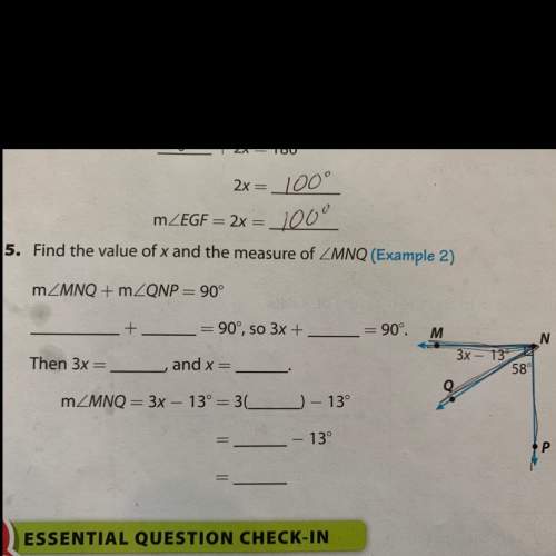 What is the value of x and the measure of mnq