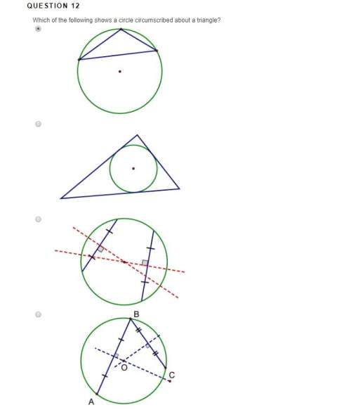 Which of the following shows a circle circumscribed about a triangle?