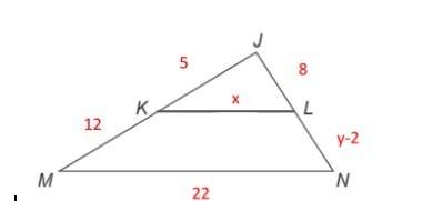 Find x and y, given that line mn and line kl are parallel. ! 10 points : )