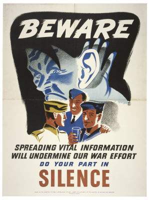 This world war ii poster was designed to encourage americans to avoid sharing information that could