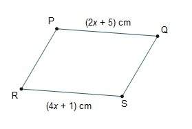 In parallelogram pqsr, what is pq?  pq = cm. quickly !