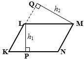 Given: lm ∥ kn, kl ∥ nmlp = h­1 = 5, mq = h2 = 6 perimeter of klmn =