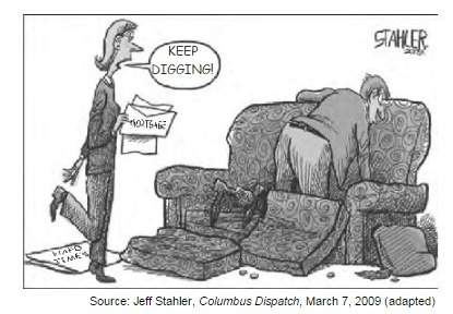 "which situation related to the great recession in 2008 and 2009 is addressed in this cartoon?