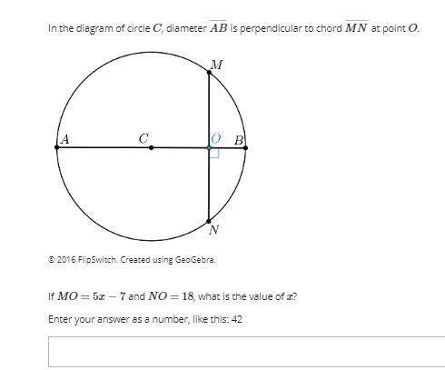 In the diagram of circle c, diameter ab is perpendicular to chord mn at point o. if mo=5