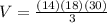 V=\frac{(14)(18)(30)}{3}